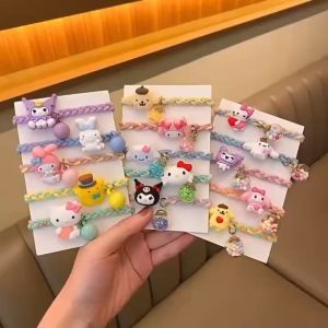 5pcs. Set Lovely Sanrio Multi-Colored Braided Elastic Hair Ties Girls Ponytail Hair Ropes