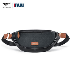 SEPTWOLVES Crossbody Waist Bags For Men Work Korean Style Waterproof Fabric Phone Small Fanny Pack High Quality Mini Belt Bag Leather Male Outdoor Casual