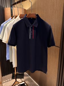 Antibacterial Long Velvet Cotton Polo Shirt Mens High End Casual Versatile Solid Color Short Sleeve Turn Collar Summer Wear