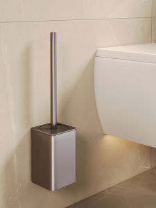 ชุดแปรงขัดห้องน้ำแบบติดผนัง อุปกรณ์ทำความสะอาดห้องน้ำในบ้าน ทำจากอะลูมิเนียม ไม่ต้องเจาะผนัง ทนทาน ที่วางแปรงขัดห้องน้ำ