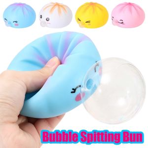 Bubble Spitting Baozi Squeeze Toy Steamed Bun Squishy Fidget Sensory Toy Colorful Cute Anxiety Relief Stress Ball Stress Relief Fun Toy