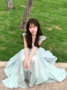 Elegant French Style Summer 2024 Long A-Line Dress Womens High Waist Slimming Fairy Skirt Gentle Wind Pressed Pleats Pure Color