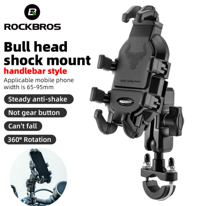 ROCKBROS High quality Bicycle Phone holder Metal Universal Shock Absorption Anti Fall Mobile phone Mount for Motorcycle Bike accessories Lazada Singapore