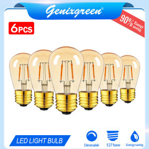 6 Bóng Đèn LED Edison E27 Cổ Điển Bóng Đèn Edison Thủy Tinh Màu Hổ Phách 1W ST45 Bóng Đèn Trắng Ấm 90% K Tiết Kiệm Năng Lượng 2200 Tương Đương Với Đèn Sợi Đốt 10W Cho Phòng Khách