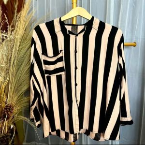 Baju wanita motif salur / atasan wanita garis strip 2 / blus terlaris  oversize bisa cod