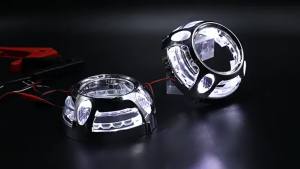 2Pcs Angel Eye Dual-Light 7.62cm 3.0 Inch Round Lens Cover-ABS Resin Car Headlight Decorative Housing Lens Accessories Retrofit