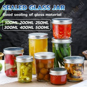 Sealed Glass Jar Kitchen Storage With Lid Pickle Bottle Jam Bottles 100ml-500ml