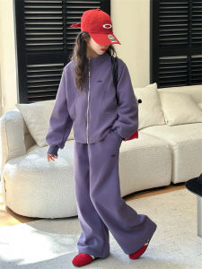 MPW | Girls Sporty Knitted Zipper Outfit Two-Piece Set Casual Autumn Fashionable Child Medium To Large Zipper Knitwear Ensemble