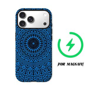 blue circular maze Phone Case for iPhone 18 17 16 15 14 13 12 11 Air Pro Max Plus Double-layer Cover