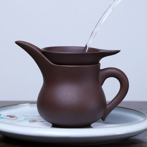 Handmade 220ml Purple Clay Gongfu Tea Set Tea Filter Pouring Pot Public Cup Tea Brewing Tool Kit Vintage Style Dining Utensils