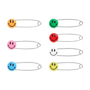 Colorful Stainless Steel Baby Safety Pin Large Bread Pin Mouth Water Needle Pin Kids Smiley Pin