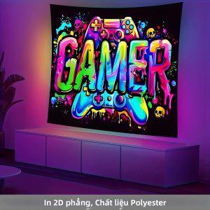 VIKAMA Huỳnh Quang Bộ Điều Khiển Chơi Game Treo Tường Thảm Vải Polyester Phòng Khách Phòng Ngủ Văn Phòng Trang Trí Nghệ Thuật Treo Không Dệt In Hình