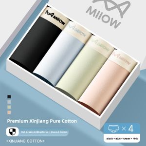 MiiOW | Pure Cotton Womens Underwear Breathable Antibacterial Triangle Panties Mid Waist Seamless Comfortable Briefs Daily Wear