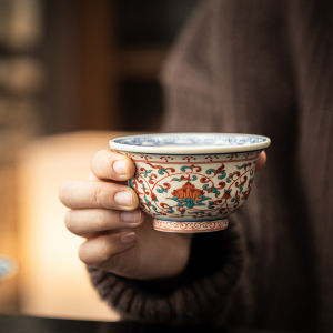 Cốc Trà Sứ Tráng Men Xanh Trắng Cổ Điển Trung Quốc Cốc Trà Hoa Sen Cầm Tay Dùng Tại Nhà Cốc Trà Riêng Biệt