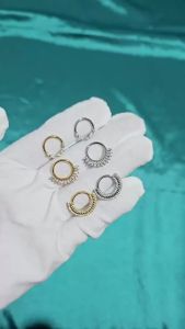 1PC Many Marquise&Round CZ Nose Septum Solid Titanium Hoop Zirconia Segment Hinger Ear Tragus Cartilage Daith Conch Earring