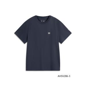 Li-Ning Womens Summer New White Knitted Short Sleeve T-shirt Sportswear round Neck Printed Loose Fit Cotton Polyester Blend