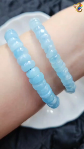 Premium Grade Pastel Sky Blue Icy Aquamarine Abacus Free Form Bracelet