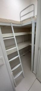L shape loft bed +L shape shelf customize singapore for helper room/store room/utility/bomb shelter