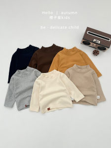 Korean Style Long Sleeve T-Shirt for Girls Spring Autumn Warm Base Layer Shirt Baby Boys Fashionable Thermal Top Toddler All-Match Top