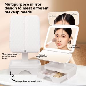 LIWAN | LED Makeup Mirror With Light Portable Foldable Tabletop