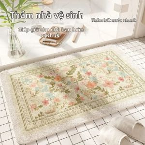 VIKAMA Vintage Họa Tiết Hoa Thảm Phòng Tắm Mềm Mại Hút Nước Giả Cashmere Thảm Trải Sàn Cho Trang Trí Nhà Vệ Sinh Lối Vào Hội Trường