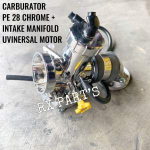 CARBURATOR / KARBURATOR PE 28 CHROME + INTAKE MANIFOLD  BISA UNTUK SEMUA JENIS MOTOR / UVINERSAL MOTOR