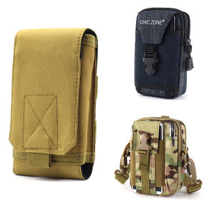 Mens Multi-Functional Tactical Waist Bag Wear-Resistant Phone Case 6.5 Inch Outdoor Sports Money Pouch Leather Belt