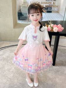 Capacity Kiss Kids New Chinese Style Girl Summer Clow M Suit 2024 New Arrival National Style Horse-Face Skirt