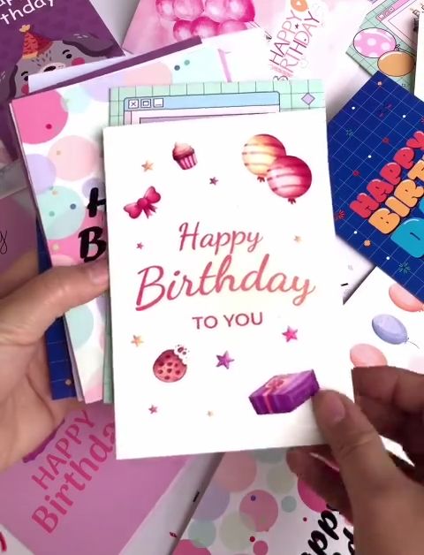 Thiệp Chúc Mừng Sinh Nhật, Happy Birthday, 2 mặt, Nhiều mẫu