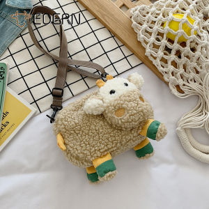 EDERN New Plush Bag Womens Shoulder Bag Cute Cartoon Lambs Wool Crossbody Bag Girls Students Sling Bag Female Fashion Dolly Bag