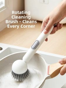 CHUSHE | Non-Scratch Rotatable Long Handle Liquid Dispensing Pot Cleaning Brush