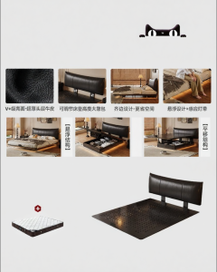 MEIZHAISHENGHUO | Luxurious Retro Style Genuine Leather Bed Double