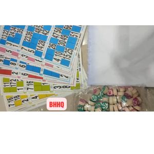 Bộ đồ chơi cờ lô tô giấy và hạt gỗ túi vải Tân Tân  giải trí ngày tết.