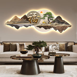 New Chinese Style Living Room Decorative Painting Lucky Deer Welcoming Wealth LED Illuminated Wall Art for Tea House Sofa Background