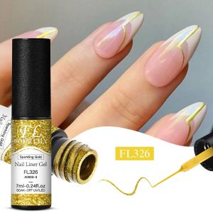 7ml Liner Gel Nail Polish Wire Silk Pen Black White Gold Silver Semi Permanent Painting Graffiti Tools Drawing Manicure Varnish
