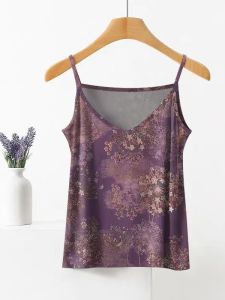 Áo Ba Lỗ Không Tay in Hoa Mùa Hè Mới Cho Nữ Áo Lót Trong Áo Khoác Ngoài Che Bụng Dáng Ôm Vừa Vặn Thời Trang