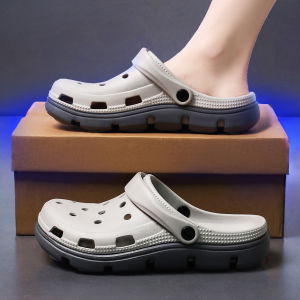 Mens Summer Outdoor Wear Anti-Slip Breathable Sandals Slip-On EVA Thick Bottom Comfortable Beach Slippers Slip-On Shoes