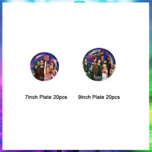 Potdemiel | 10/20 People Disney Zombie High School Birthday Party Decoration Disposable Plate Cup Napkins Tablecloth Backdrop Party Supplies