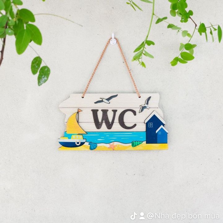 Bảng gỗ, tranh gỗ trang trí treo cửa nhà vệ sinh toilet chữ WC kích ...