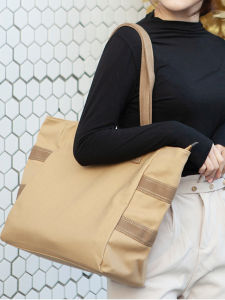 New Womens Canvas Tote Bag Retro Large Capacity Single Shoulder Handbag Casual Ladies Bag Zipper Closure Pure Color Pattern