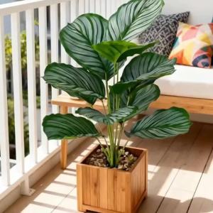 40cm Artificial Palm Tree Fake Monstera Plants Tropical Plastic Leaf Without Pot False Plant Bouquet For Home Garden Party Decor