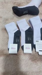 ถุงเท้านักเรียน สีขาวพื้นเทา แพ็ค12คู่ size 4-6 /5-7 /7-9 /9-12 ฟรีไซส์ ใส่ได้ทั้งผู้ชาย/ผู้หญิง👍