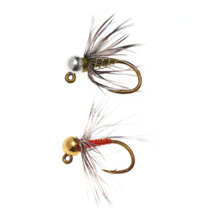 4pcs #12#14#16 Tungsten Beadhead Jig Nymph Fly Grizzly Hackle Euro Nymph Jig Hook Trout Perch Grayling Fishing Lure Bait
