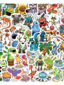 60-Piece My Singing Monster Game Stickers for Phone Luggage Helmet Cartoon Style Digital Accessories Notebook Personalization Stickers