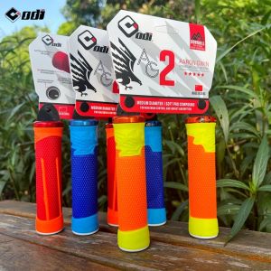 Odi | ODI AG2 Silicone Bicycle Handlebars with CNC Aluminum Lock Ring Comfortable Non-slip Two-tone Handlebar Grips Bicycle Parts