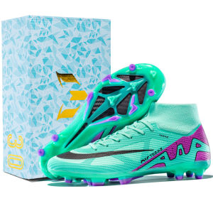 รองเท้าฟุตบอลสำหรับผู้ชายและผู้หญิง รองเท้าฝึกซ้อม ทรงหัวมน ด้านบนทำจากยาง พื้นรองเท้าทำจากยาง รองเท้าสำหรับเล่นในทุกสภาพพื้นผิว