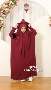 Afhadahijrah - Gamis anak perempuan set cadar Yoraa Hoodie crinkle air flow dusty baju dan hijab instan syari free niqab