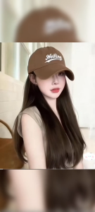 Long Straight Hair Coffee brown Baseball Cap Full Head Wig Long Straight Hair Full Head Wig Coffee Brown Baseball Cap Wig Heat-resistant Synthetic Fiber Hair Smooth And Glossy Easy To Wear And Maintain Lightweight And Breathable