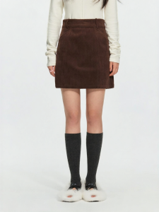 Classic Embroidered Heavyweight Corduroy A-Line Skirt