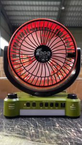 FP-355-S 8 Inches Rechargeable Solar Table Fan With Wireless Mp3 FM Radio Torchlight